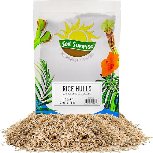 Cascos de arroz de grado hortícola orgánico (1 cuarto de galón); enmienda de suelo totalmente natural para plantas de interior, jardinería, inicio