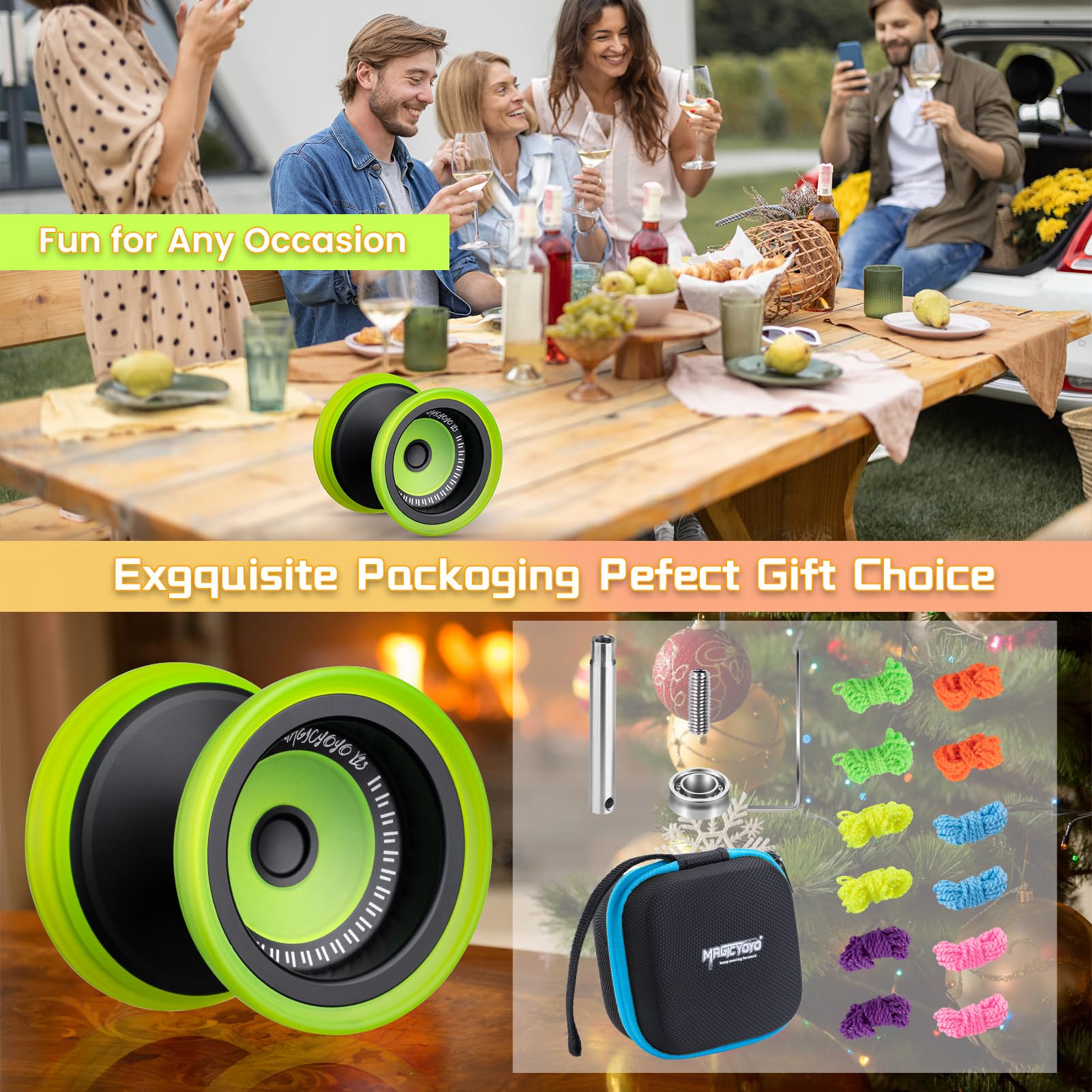 MAGICYOYO JoJo V13 Profi Finger Spin Yoyo, metal + PC Hybrid Design, podwójny tryb do responsywnego Yo Yo i nieresponsywnej gry Jo Jo, Trick JoJo, idealny dla początkujących i zaawansowanych