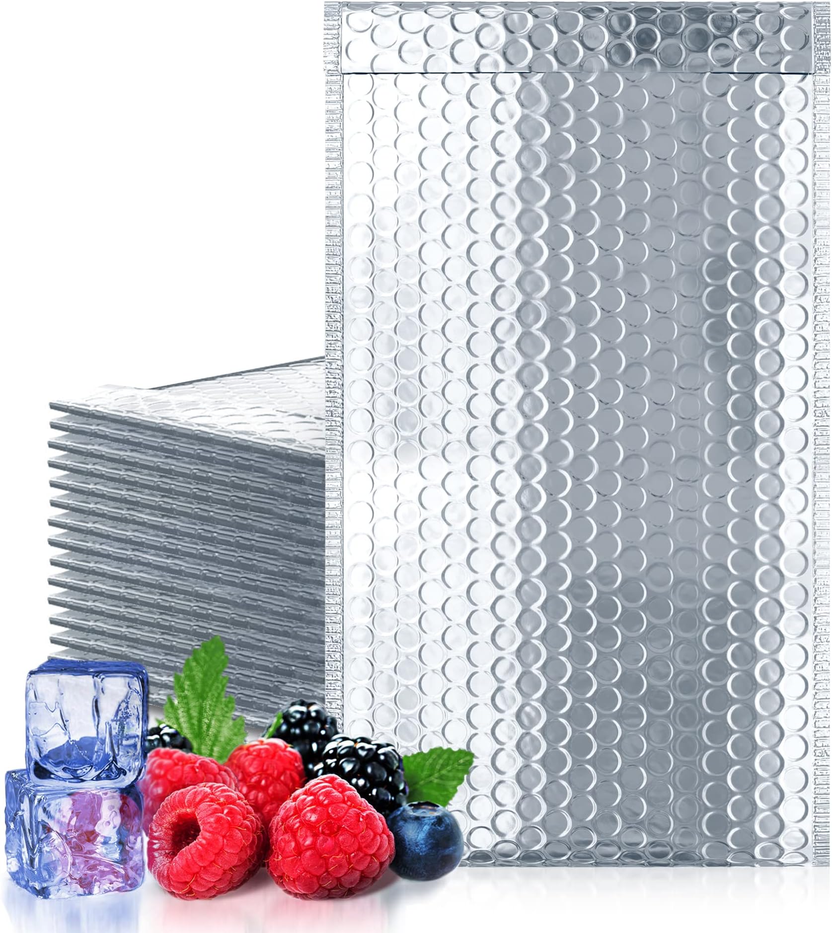 Silver Thermal Bubble Mailer, 6.5 x 10.5 Inches. 25 Pack Metallic Bubble Mailers. Self-Seal Metallic Bubble Envelope. Waterproof Insulated Shipping Envelopes for Food, Cosmetics