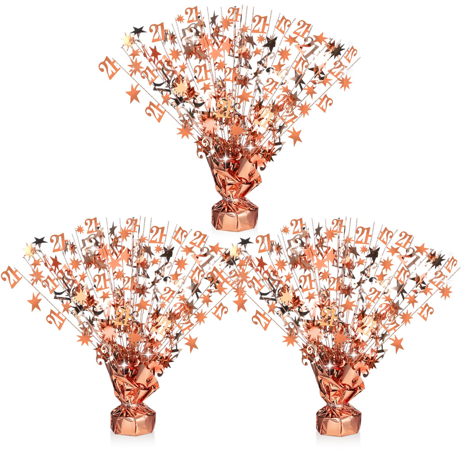 CraftyDream 3 Pcs 21st Table Centerpieces Rose and Gold Birthday Party Decorations for Women, Happy Birthday Decorations for Her Rose Gold Foil Spray