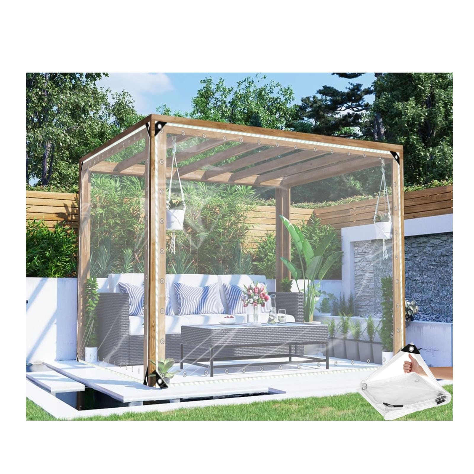 Bâche transparente 2x4m imperméable pour panneaux de gazebo