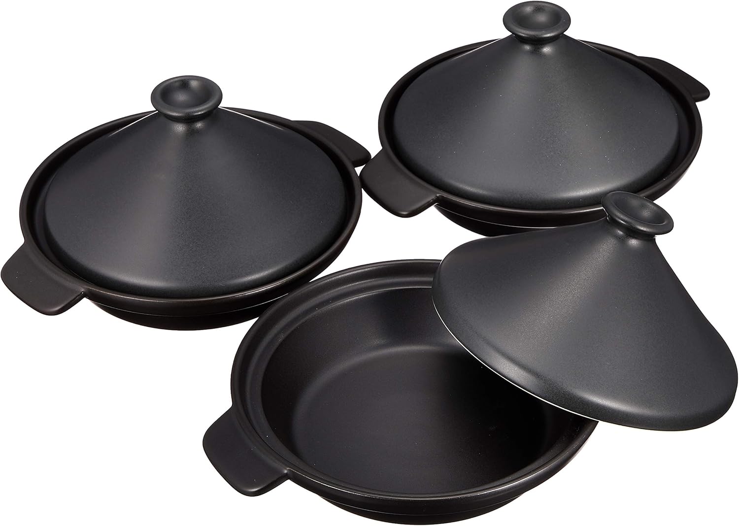 Set of 10, Tajin Pot, Shabu-Shabu, Black Tagine Pot, No. 7, 10.2 x 8.4 x 5.1 inches (26 x 21.3 x 13 cm), Body 2.0 inches (5 cm), Direct Fire, Restaurant, Ryokan, Japanese Tableware, Restaurant, Commercial Use, Tableware, Tableware