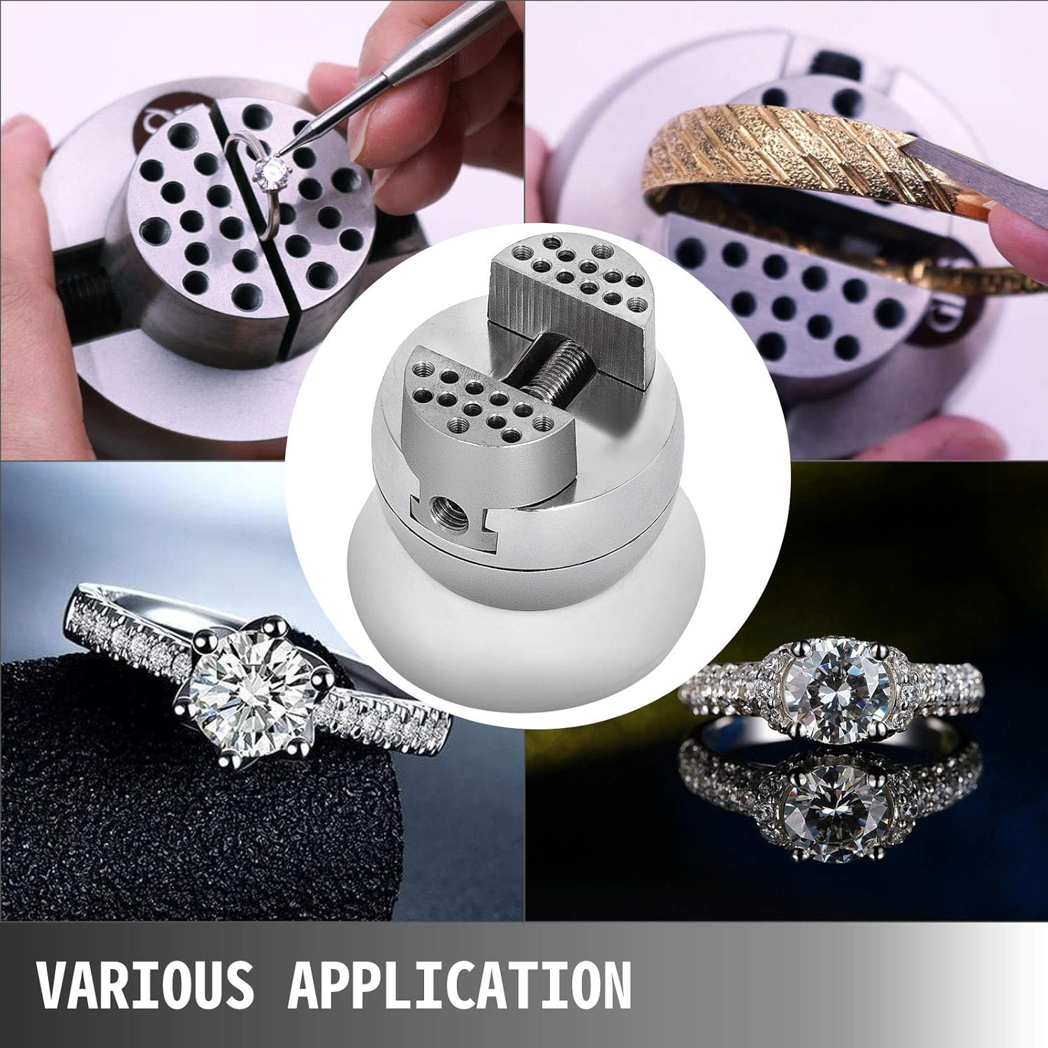 VEVOR Ball Vise 3" Engraving Setting Tool 360°Rotation Professional Ball Vise 30 PCS Attachment Jewelry Engraving Block Tools Standard Block (3inch)