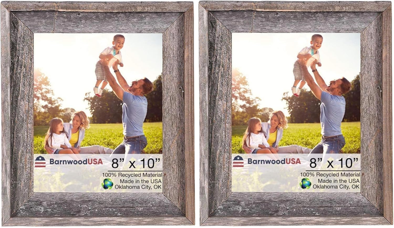 BARNWOODUSA | Farmhouse 8x10 Signature Picture Frame | 2-Pack | 2 inch Molding | 100% Reclaimed Wood | Rustic | Natural Weathered Gray