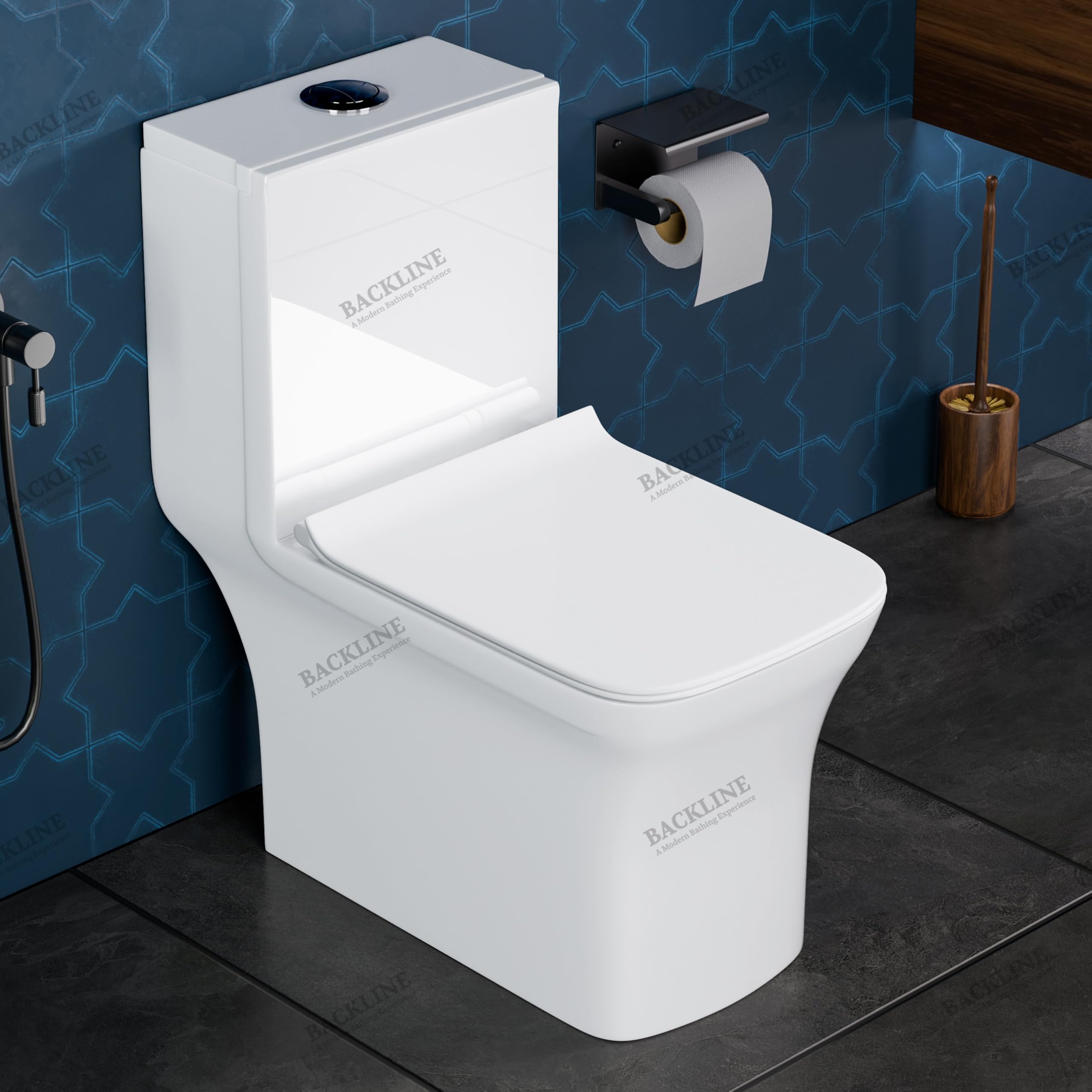 P TRAP One Piece Ceramic Floor Mounted Western Toilet/Commode/European Commode/Water Closet With Seatcover 66 X 36 X 73 Cm (White) For Bathrooms (P Trap (Outlet Is From Wall))