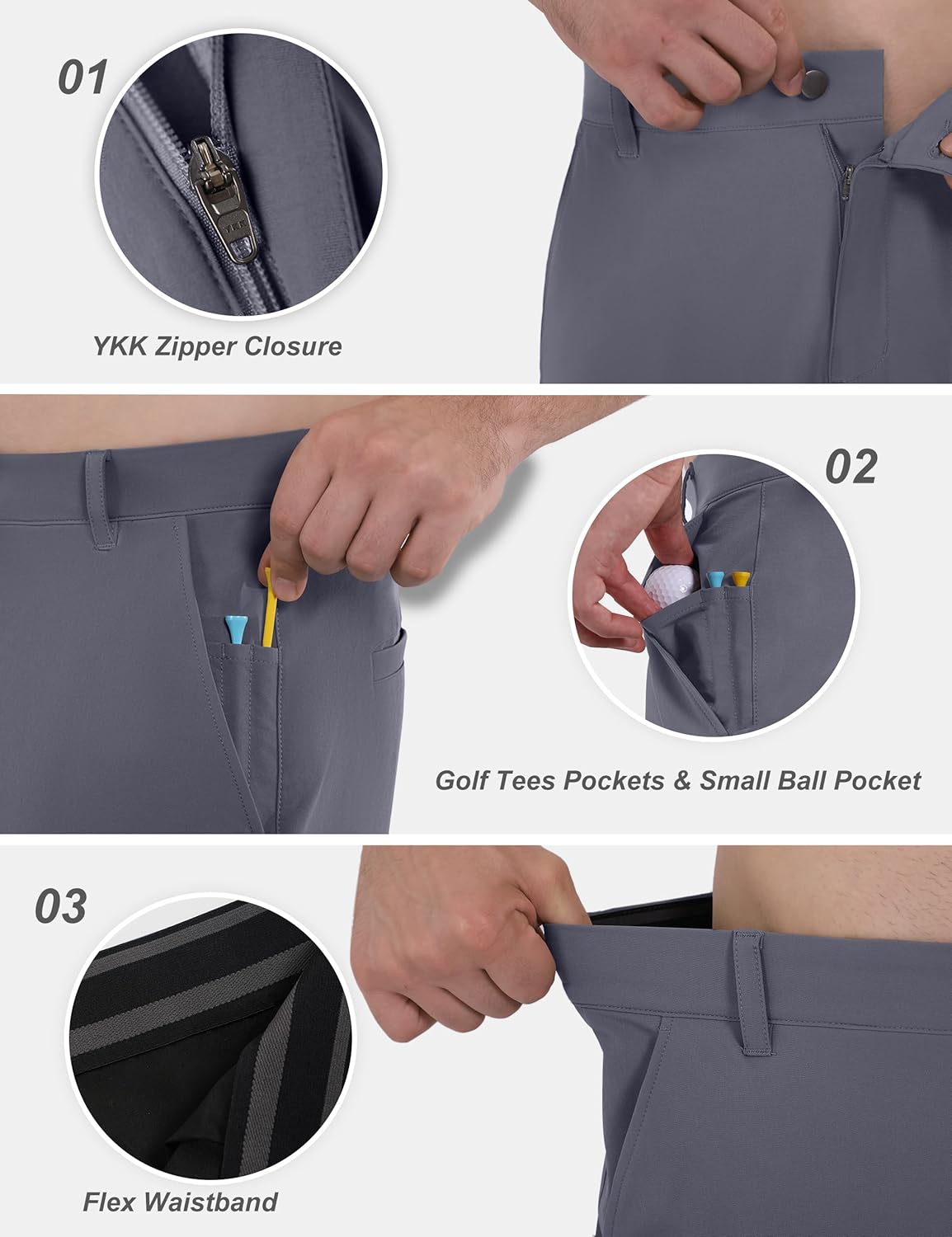 Men's Golf Shorts 7"/ 10" Stretch Quick Dry Water Resistant Dress Casual Shorts with 6 Pockets Work Hiking Shorts