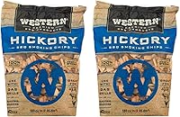 Western Premium Hickory BBQ Wood Chips, 180 cu in Heat-Treated Smoking Chips for Charcoal Gas Electric Grills - 2 Pack