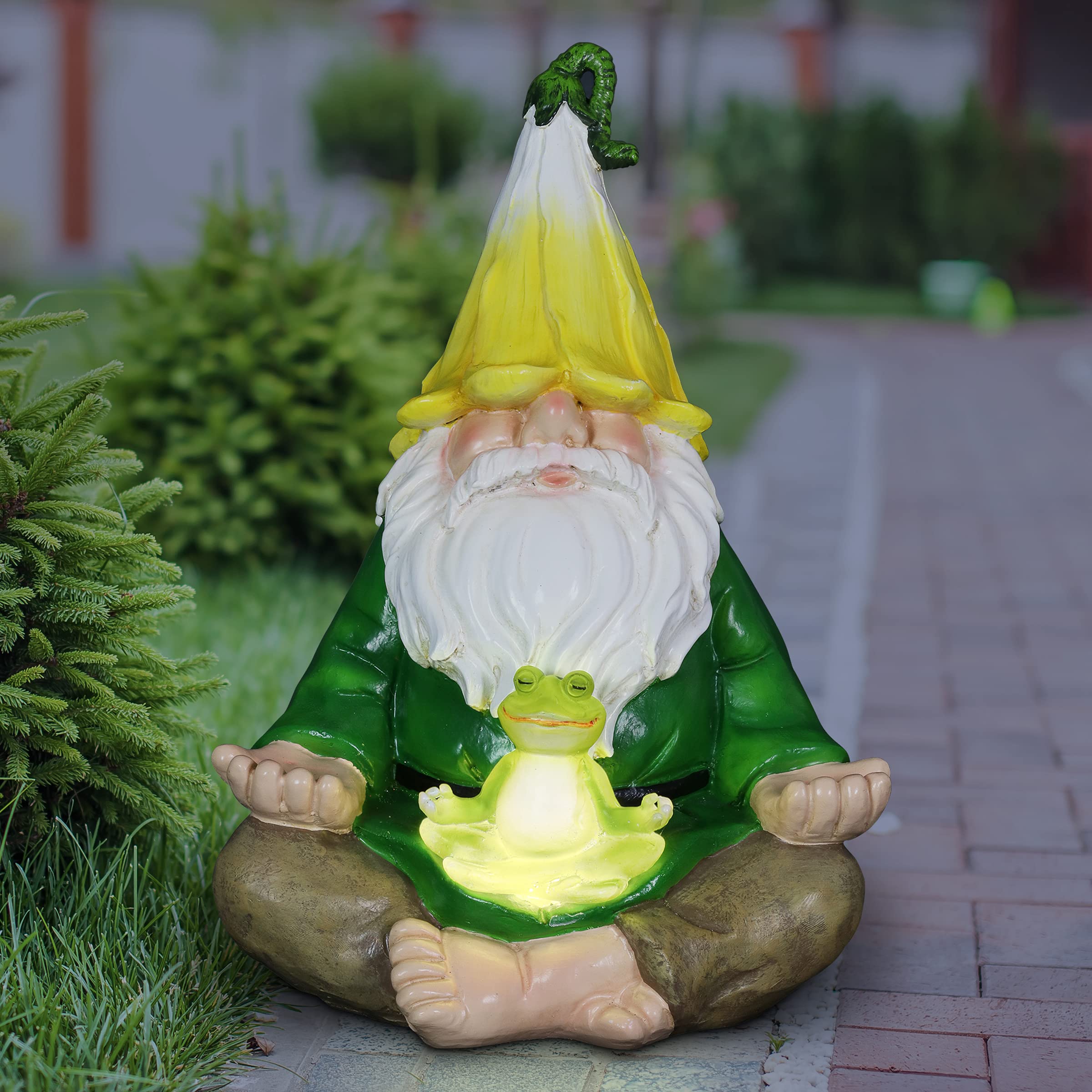 Amazon.com: Exhart Solar Light-Up Meditating Gnome Statue w/LED