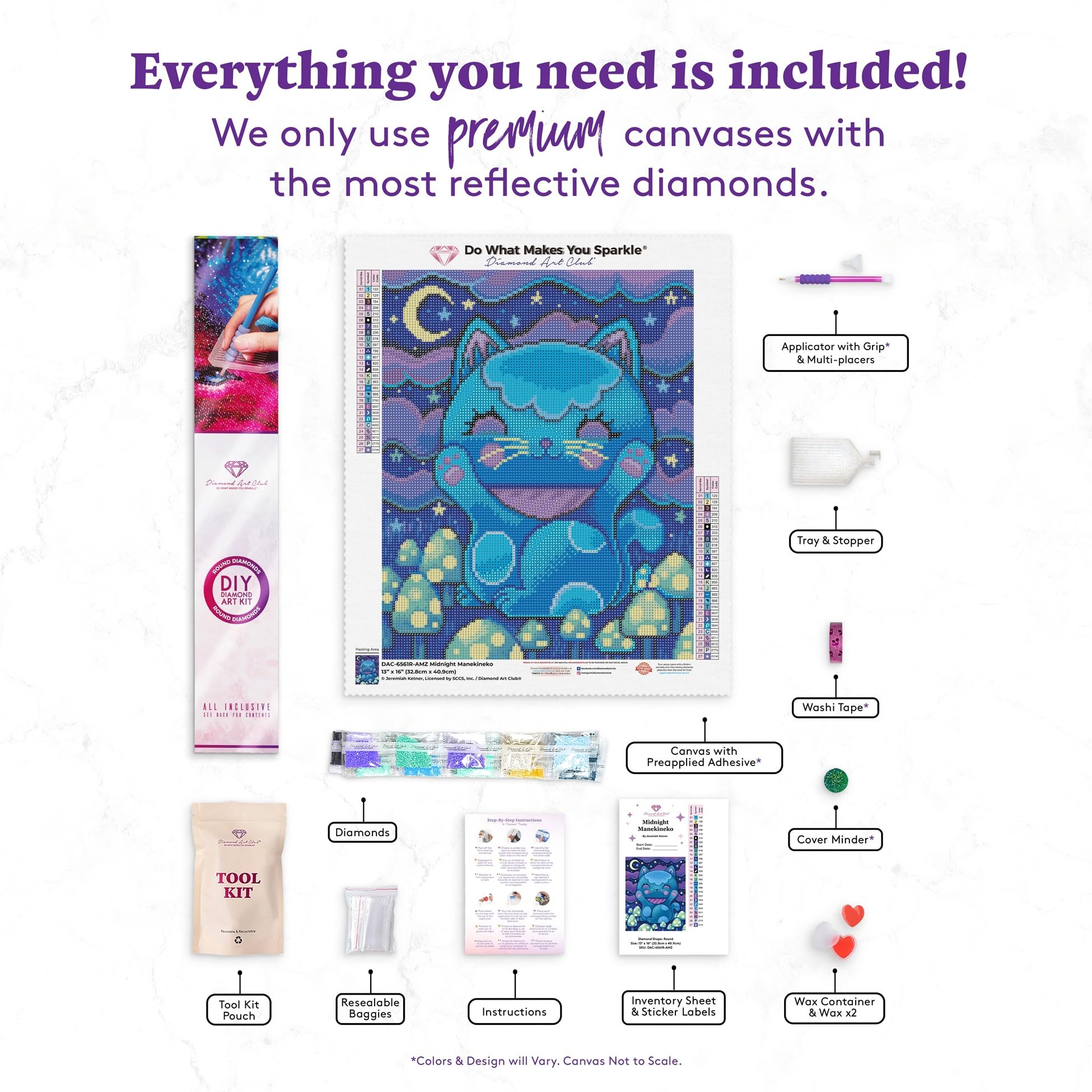 Amazon.com: DIAMOND ART CLUB Midnight Manekineko Diamond Painting