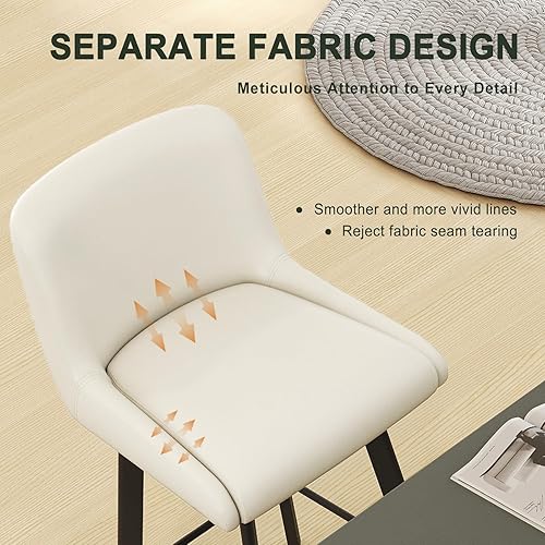 Miniatura 5 de Taburetes de bar giratorios, taburetes de bar tapizados de 26 pulgadas de alto con respaldos, sillas de bar modernas de altura de mostrador para