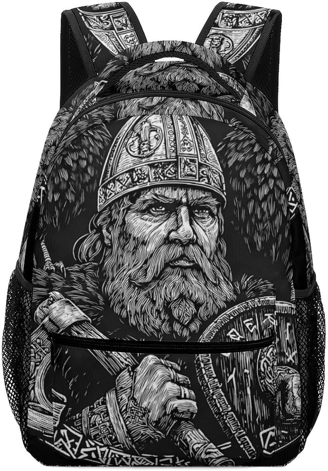Odin God Vikings Ravens Unisex Backpack Casual Daypacks Lightweight Shoulders Bag for Camping Hiking Travel