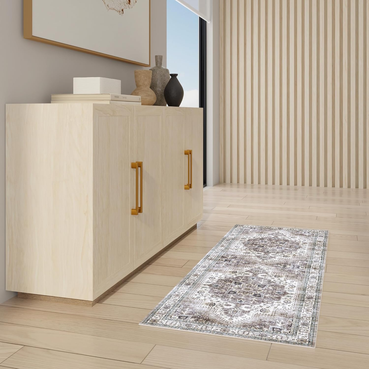 Gertmenian Indoor Easy-Care & Washable Area Rug – 2x6 Runner, Ideal for High Traffic Areas in Living Room, Bedroom, Entryway – Erin Gray, 23266