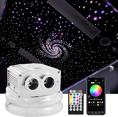 Kit de techo Starlight de 16 W, mezcla de 900 piezas de 13.1 pies, luces de techo de estrella de fibra óptica de doble puerto para uso doméstico y