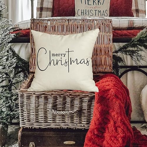 Miniatura 2 de RABUSOFA Fundas de cojín de Navidad de 18 x 18 pulgadas, decoraciones de Feliz Navidad, fundas de almohada decorativas de invierno, fundas de cojín