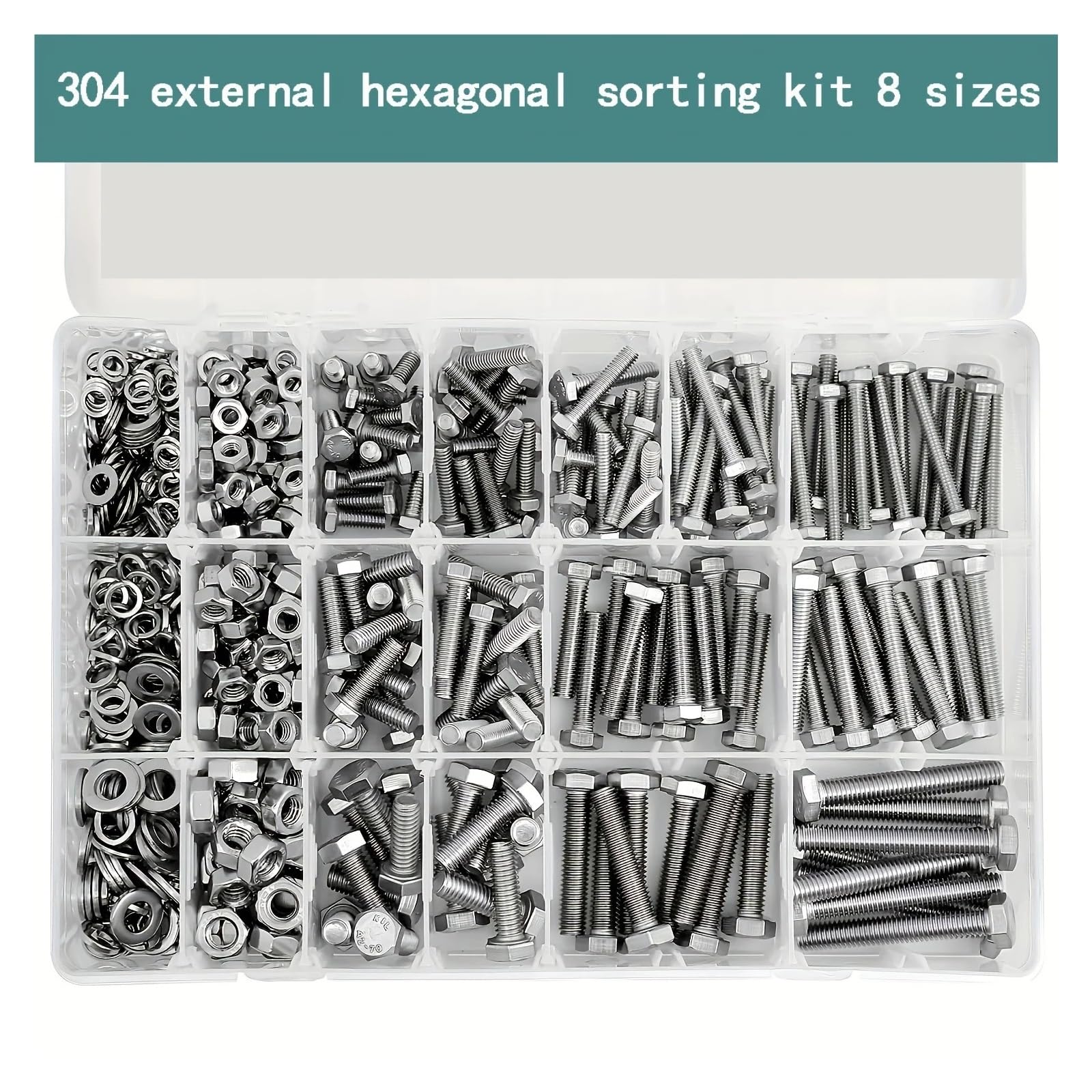M6 M8 M10 Schwerlast-Schrauben- Und Muttern-Sortiment, Edelstahl 304, Enthält Die 8 Gängigsten Größen(620PCS m4 m5 m6)