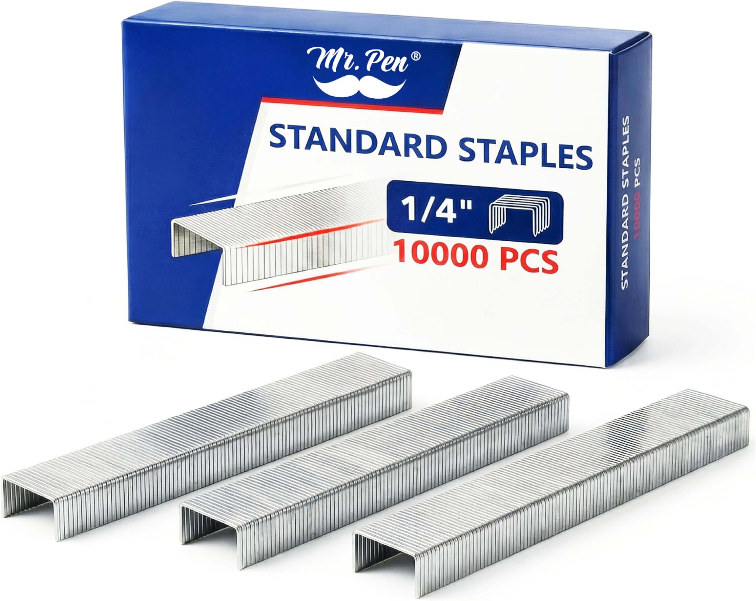 Mr. Pen- Staples for Staple Gun, 20 Sheets Capacity, 1/4 inch Leg, 10000 Staples Bulk, Standard Size for Desk Staplers, Fits Most Staple Guns for Upholstery, Construction, Furniture