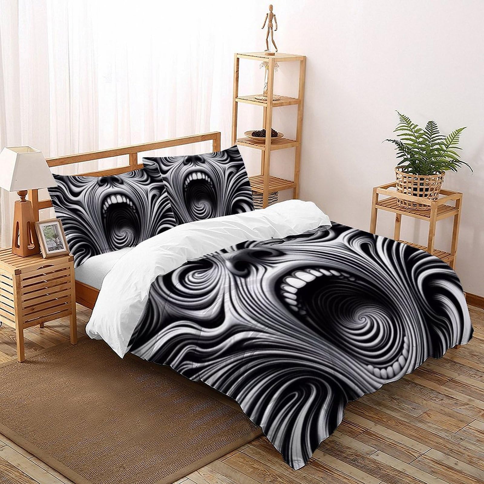 Housse de couette King 220x240 en microfibre avec motif peinture 3D abstrait et fermeture éclair