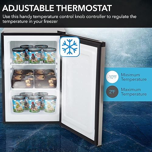 Miniatura 4 de Whynter CUF-210SS Mini, congelador vertical pequeño de 2.1 pies cúbicos con clasificación Energy Star con cerradura, acero inoxidable, negro y