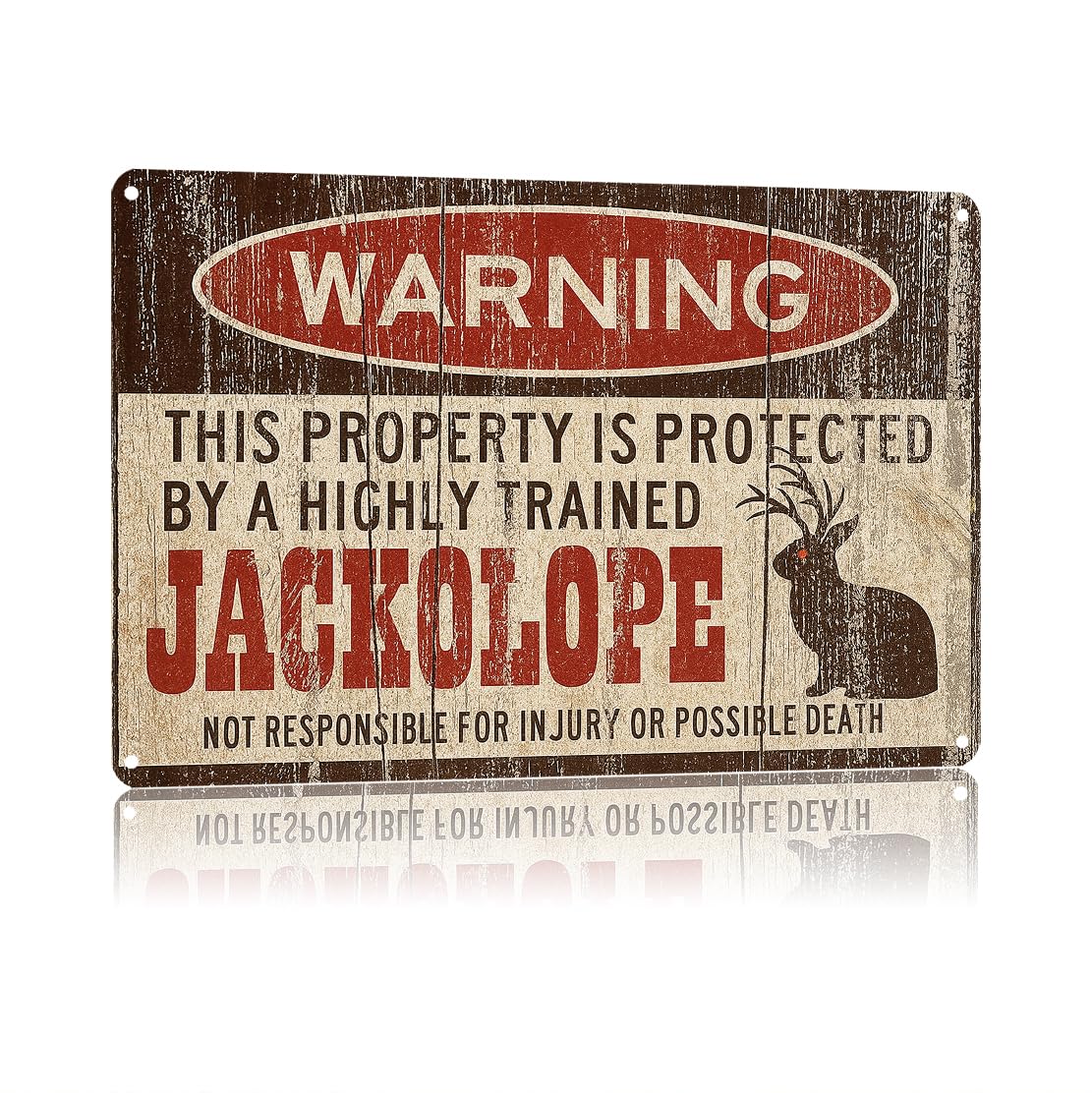 KWQDOZF Funny Metal Signs Posters Jackolope Warning Sign Wall Art for Yard Outdoor Lawn Garden Home Decor 8X12inch