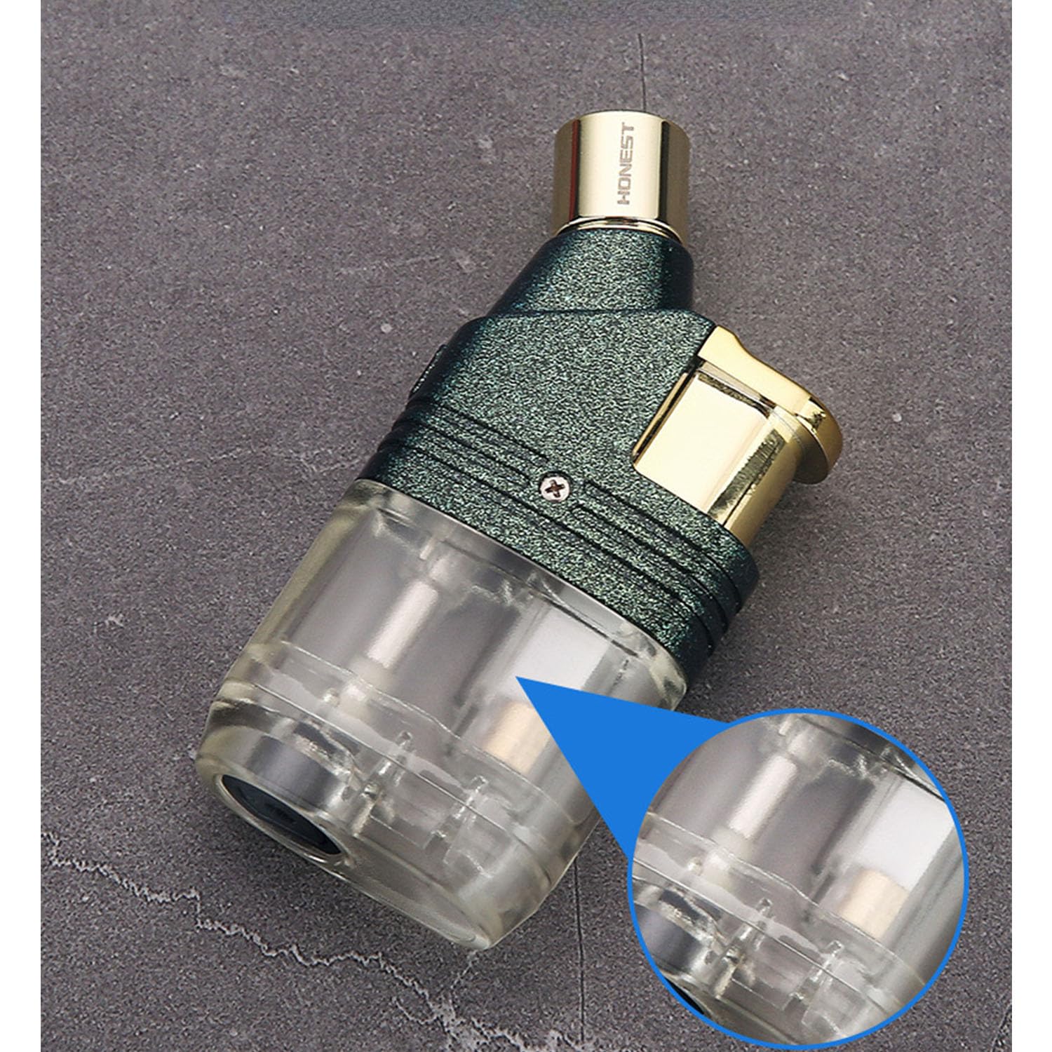 Encendedor de Antorcha a Prueba de Viento Llama Ajustable Gas Recargable Butano Tanque de Combustible Visible para Velas Cigarros Fogatas Cocina Camping (sin Butano)