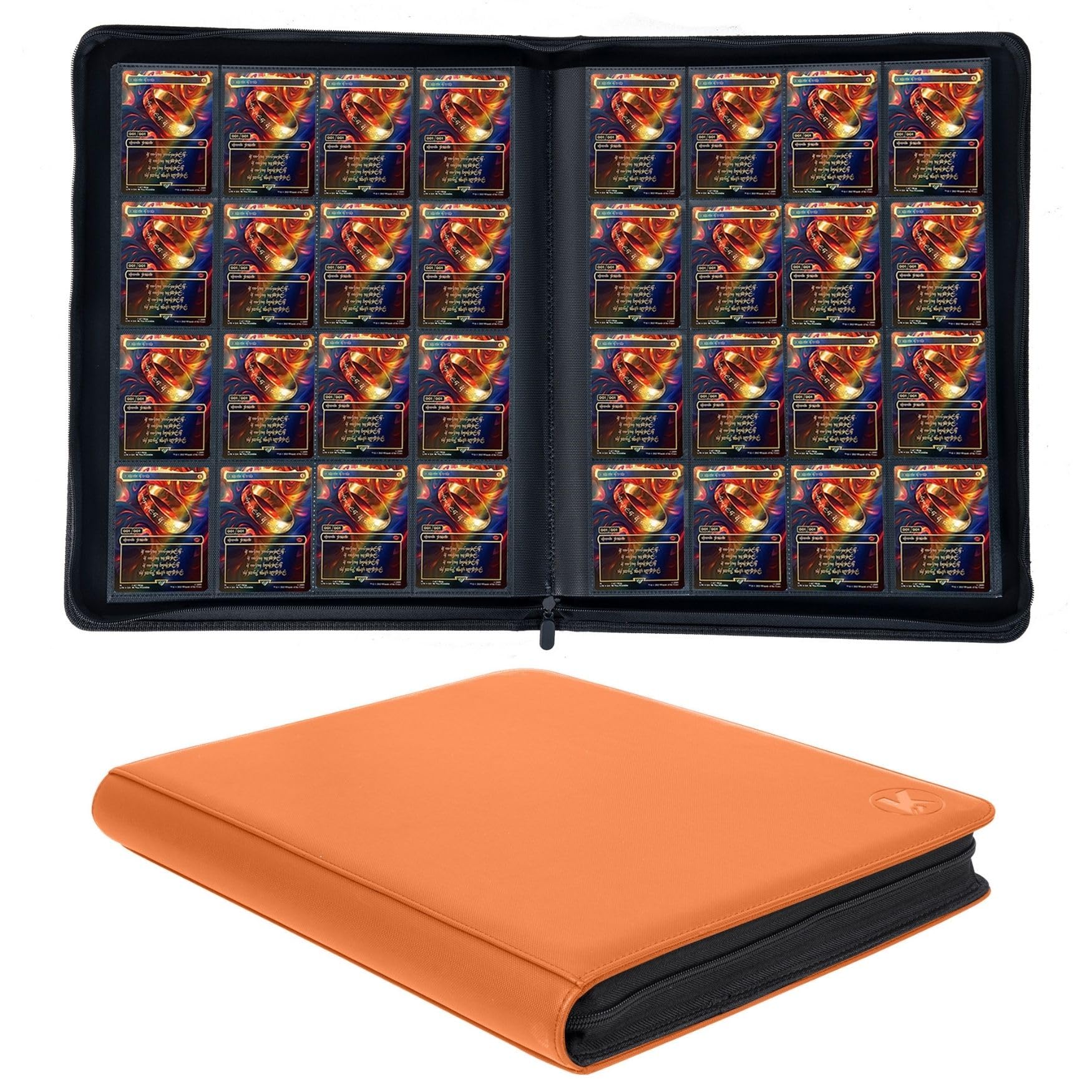 Photo 1 of KUOOKING 1000+ Pockets Trading Card Binder, 16-Pocket Card Ablum Compatible with MTG,Sports Cards & Other Standard Size Trading Cards (Orange)