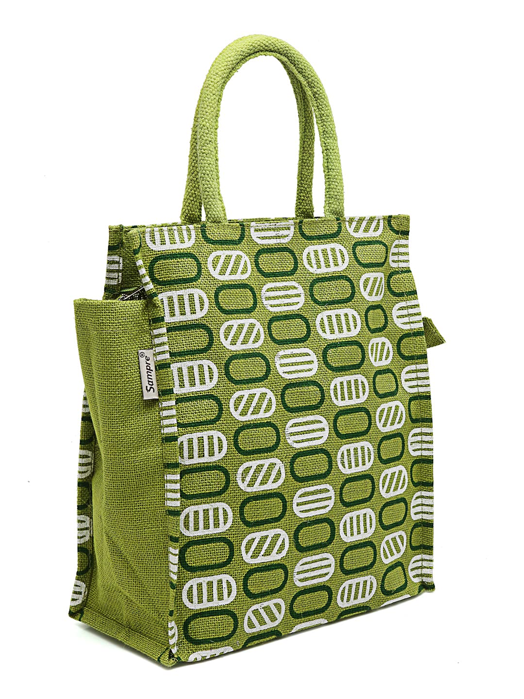 ENSAC Eco-Friendly Jute Bag-Reusable Tiffin/Shopping/Grocery Multipurpose Hand Bag with Zip & Handle for Men and Women -01