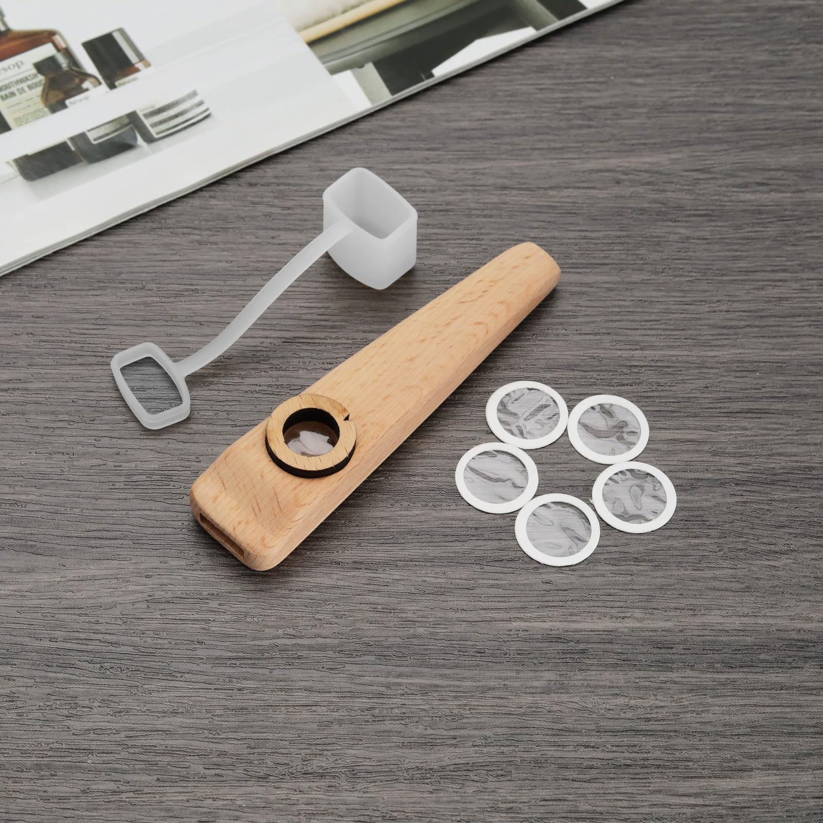 1 Set Di Strumenti Kazoo Orff In Legno Partner Musicale Kazoo Per Chitarra Ukulele Violino Accompagnamento Al Pianoforte Con Membrana Inclusa 103x25x15mm
