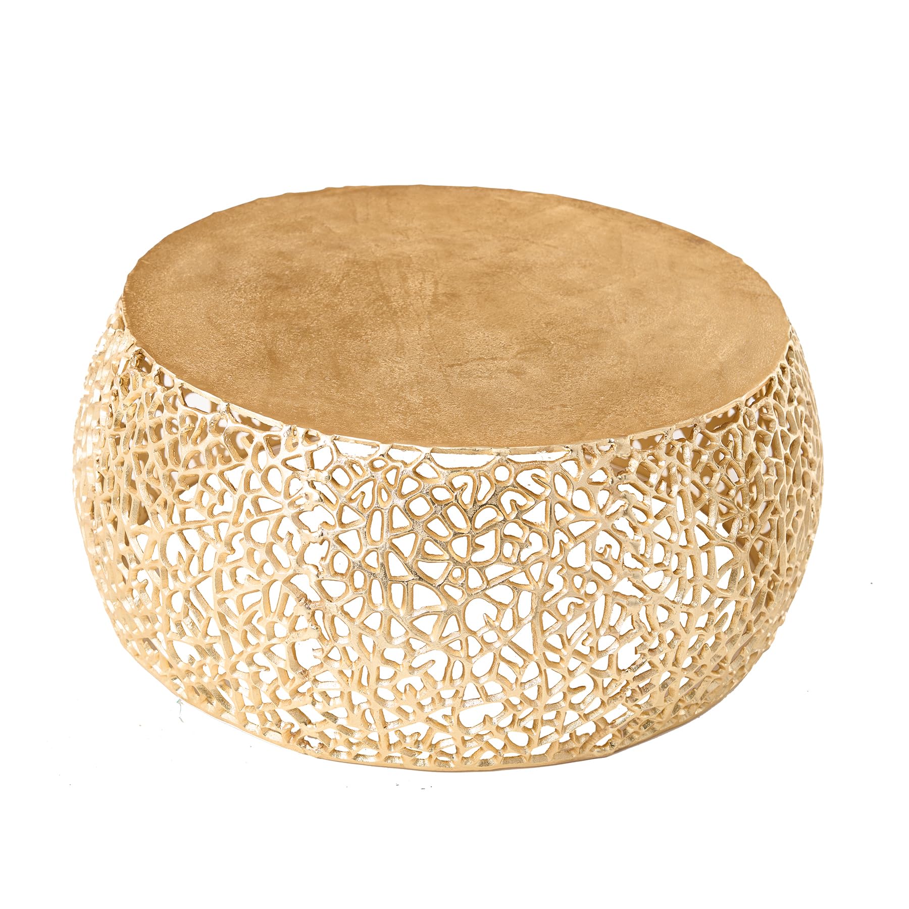 Riess Ambiente Leaf Couchtisch – filigranes Gold-Design, 75 cm, handgefertigter Beistelltisch