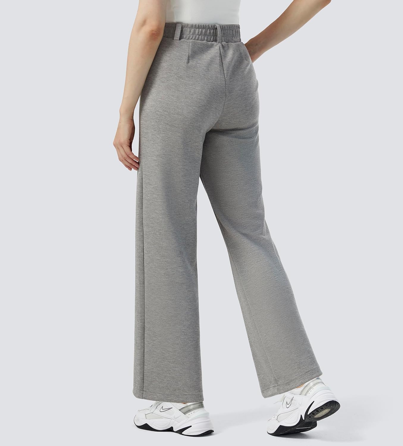 AFITNE Womens Wide Leg Work Pants High Waist Pull On Dress Pants Elastic Waistband Casual Slacks with Thick Fabric - Image 5