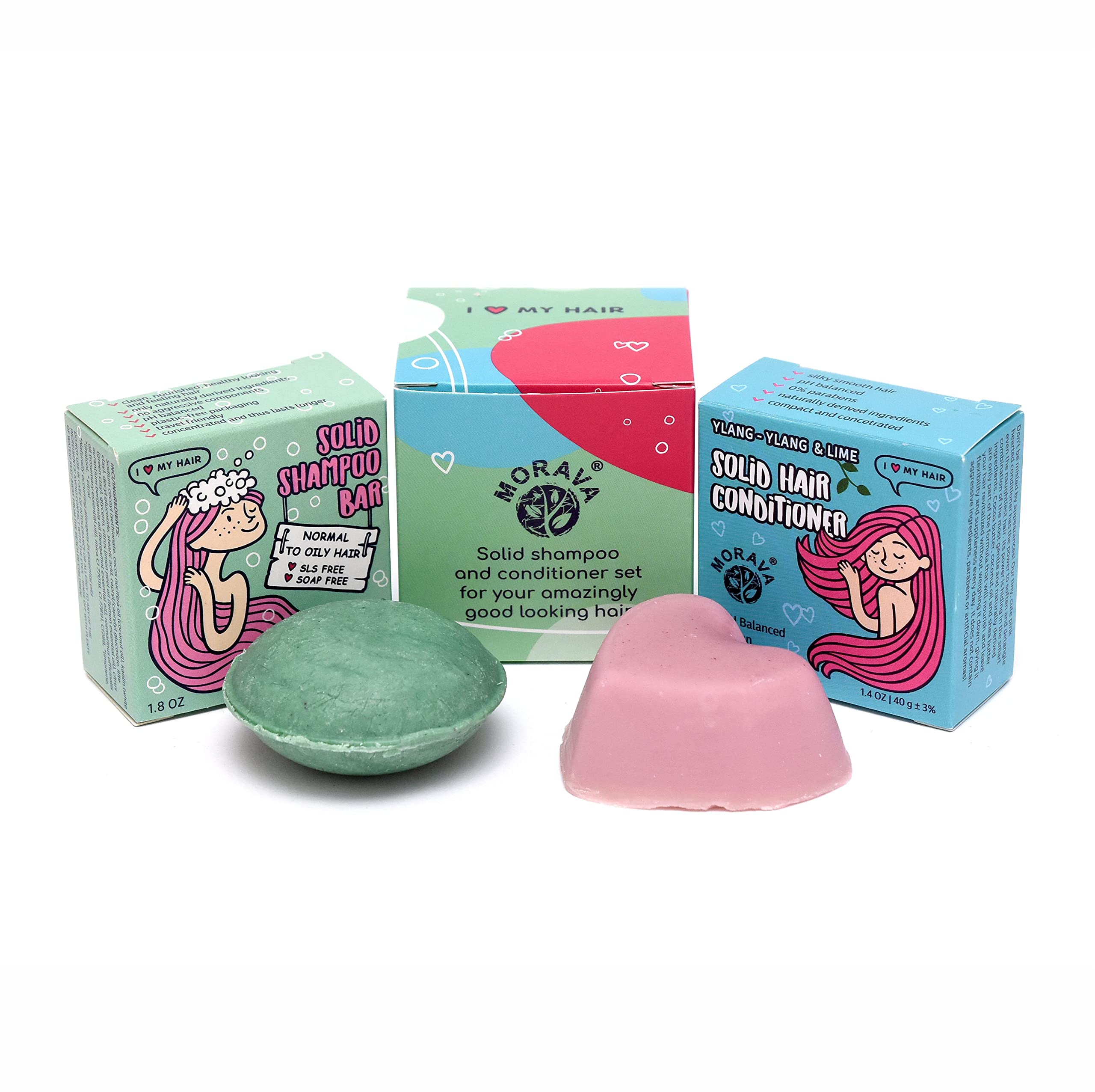 Morava Solid Shampoo Bar & Solid Conditioner bar set for Healthy Scalp and Hair Growth, Rosemary, Clay,Cruelty Free and Vegan, Sulphate free