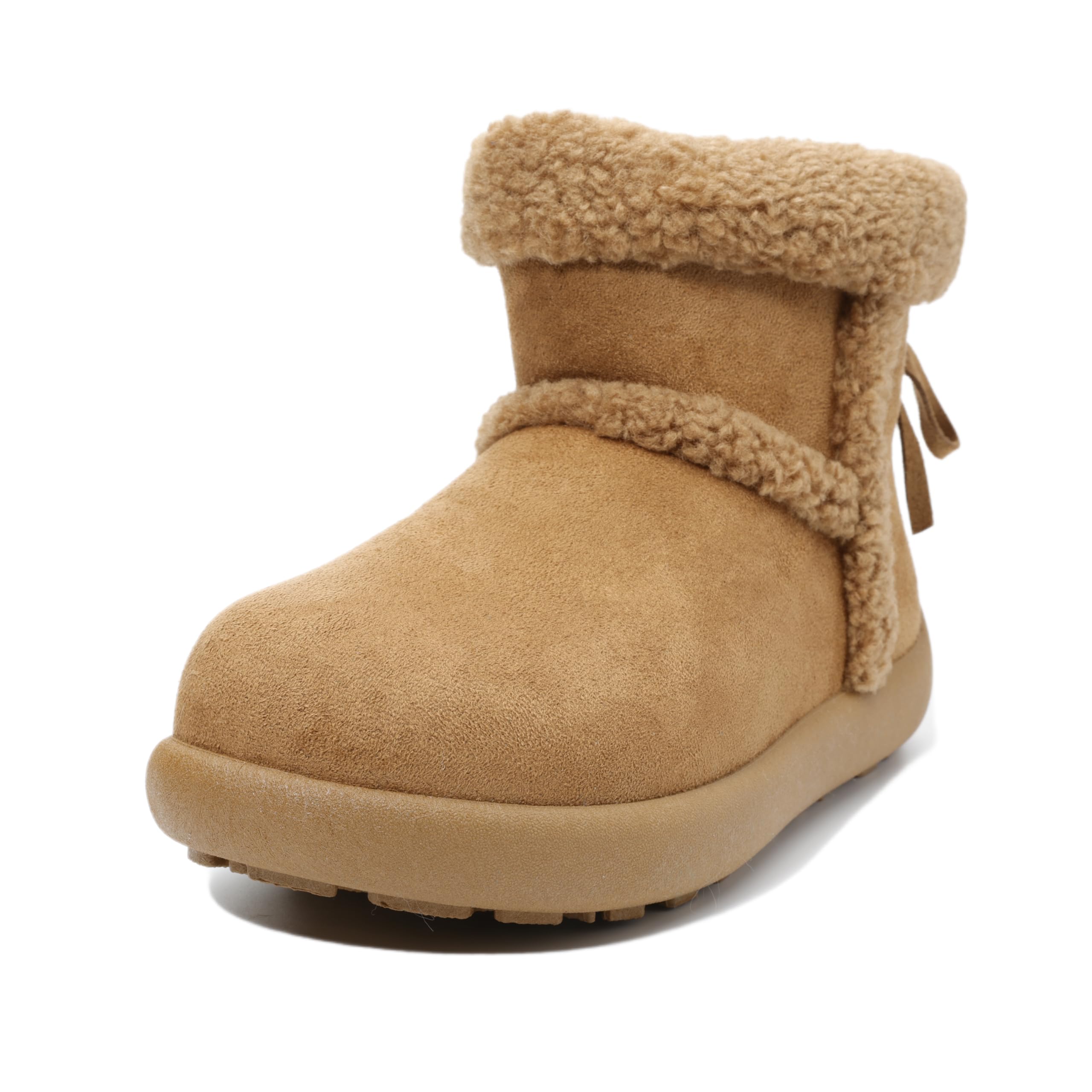 Womens Winter Ankle Boots with Fur Lining Non-Slip Rubber Sole Adjustable Buckle Ankle Boots Women Faux Fur Lined