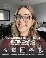 Vista 2 de ANRRI - Gafas de bloqueo de luz azul, antifatiga ocular, gafas para computadora, filtro UV400, marco ligero, para mujeres y hombres