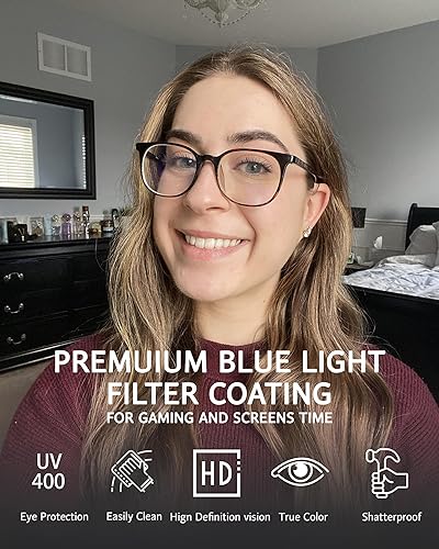Miniatura 2 de ANRRI - Gafas de bloqueo de luz azul, antifatiga ocular, gafas para computadora, filtro UV400, marco ligero, para mujeres y hombres