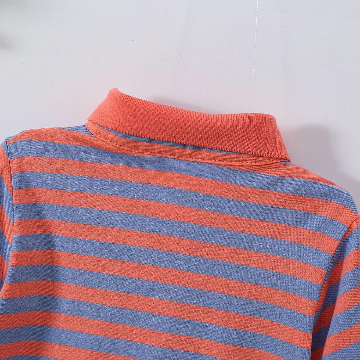 Boys Girls Summer Cute Striped Tops Lapel Comfy Cotton T-Shirts Casual Short Sleeve Button Tee Blouse 3-14 Years