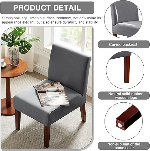 Miniatura 4 de VITOVMA Juego de 2 sillas decorativas de tela cómodas sillas sin brazos silla lateral esquinera con mesa para sala de estar dormitorio oficina