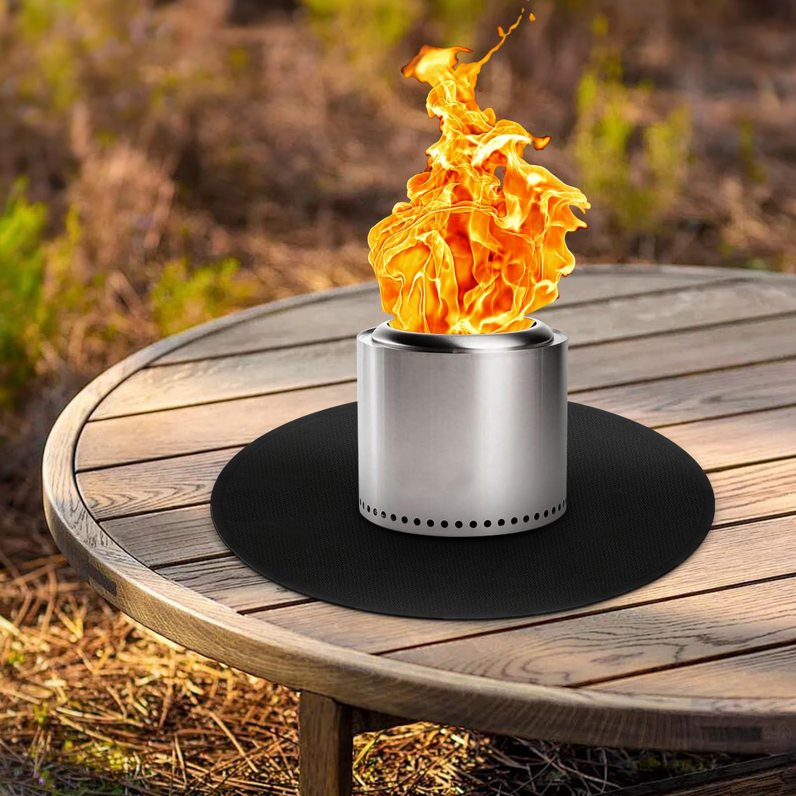 20 Inch Fire Pit Mat for Solo Stove Mesa/XL Tabletop, 4-Layer Fireproof Heat Resistant Under Grill Mat, Easy-to-Clean Waterproof & Non-Slip for Table Top Protection