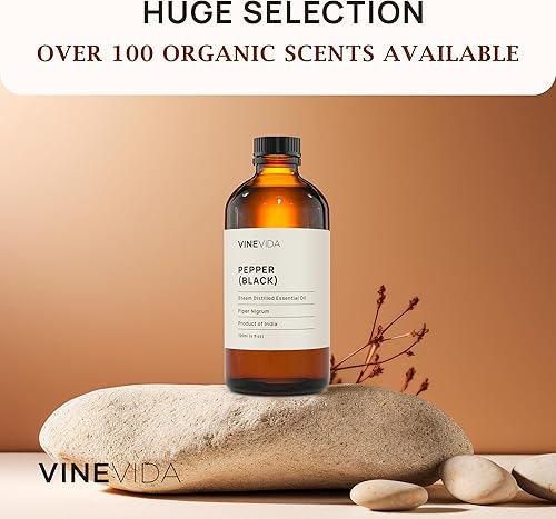 Miniatura 4 de VINEVIDA Aceite esencial de pimienta negra, 0.3 fl oz, sin diluir, puro, vegano, botella de vidrio reutilizable con cuentagotas Euro