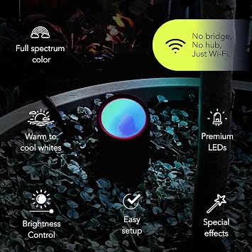 LIFX Supercolor Smart LED Outdoor Spot Light, Wi-Fi Landscape Light with 3 Addressable Color Zones, Millions of Colors & Whites, Low Voltage, App Control, LFX/LV/SPOT/RND