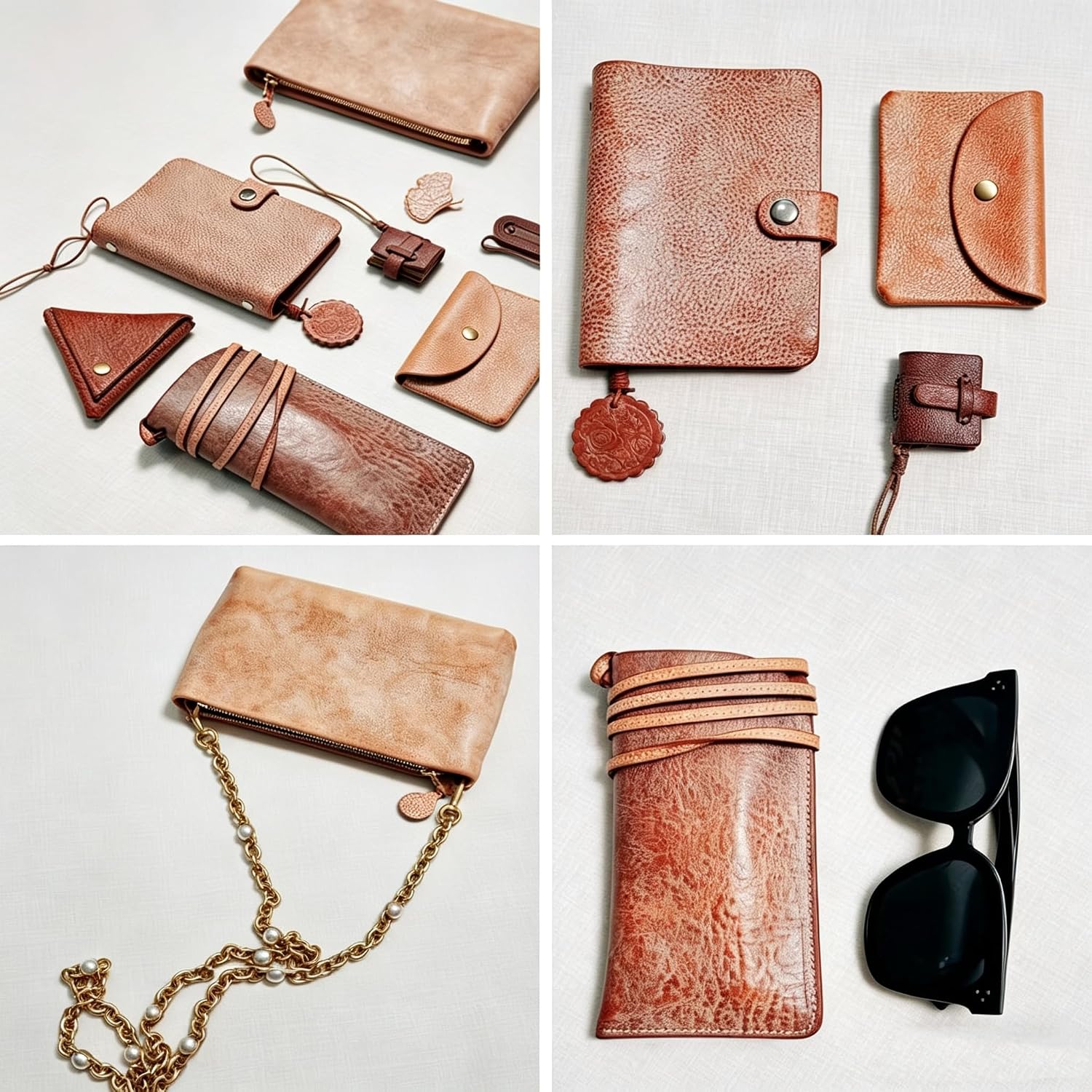 Diverse Color 1LB Leather Offcuts | Sturdy & Durable Top Grain Cowhide | Usable Sizes 15–40cm|Assorted Textures for Creative DIY Leathercraft(Crazy Horse,Full Grain & Vegetable Tanned Leather)