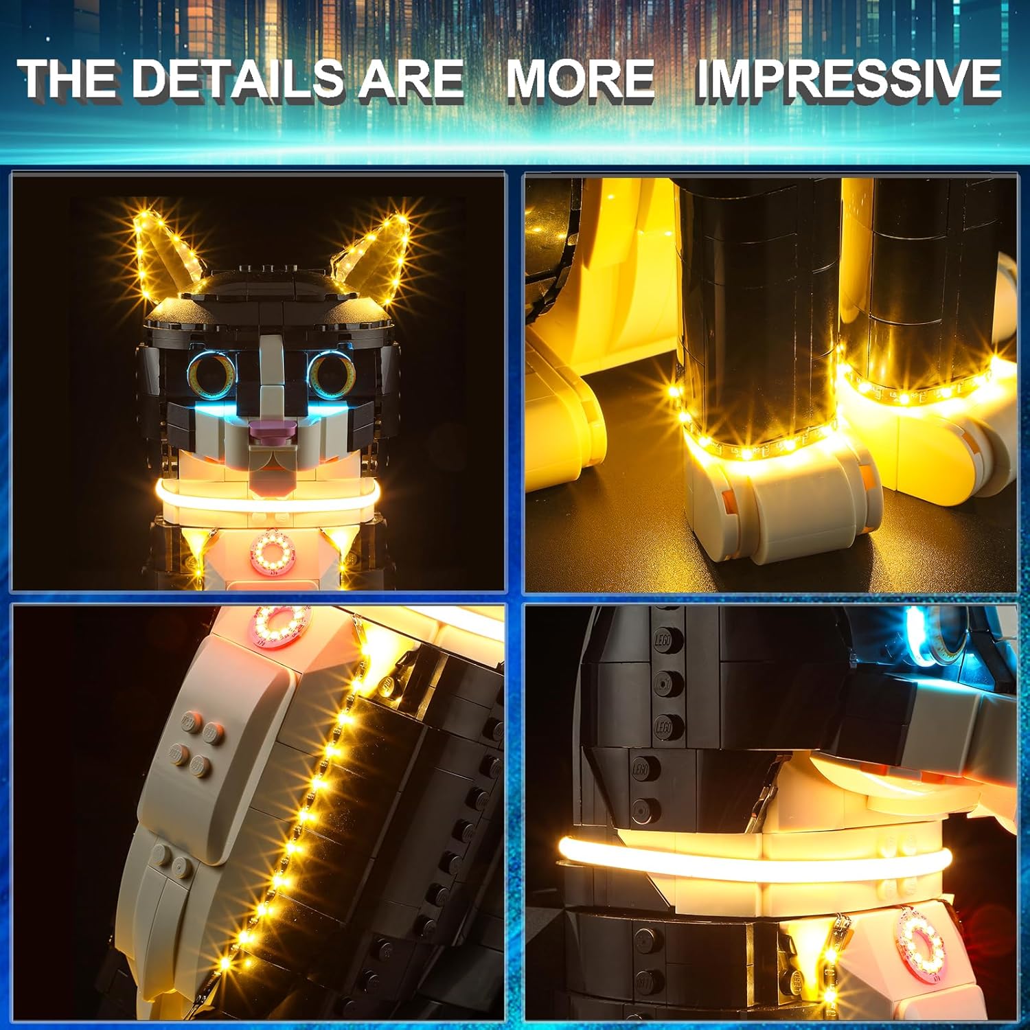 LED Light Kit for Lego 21349 Ideas Tuxedo Cat Set, Compatible with Lego 21349 Building Blocks Model(Not Include Blocks Set)