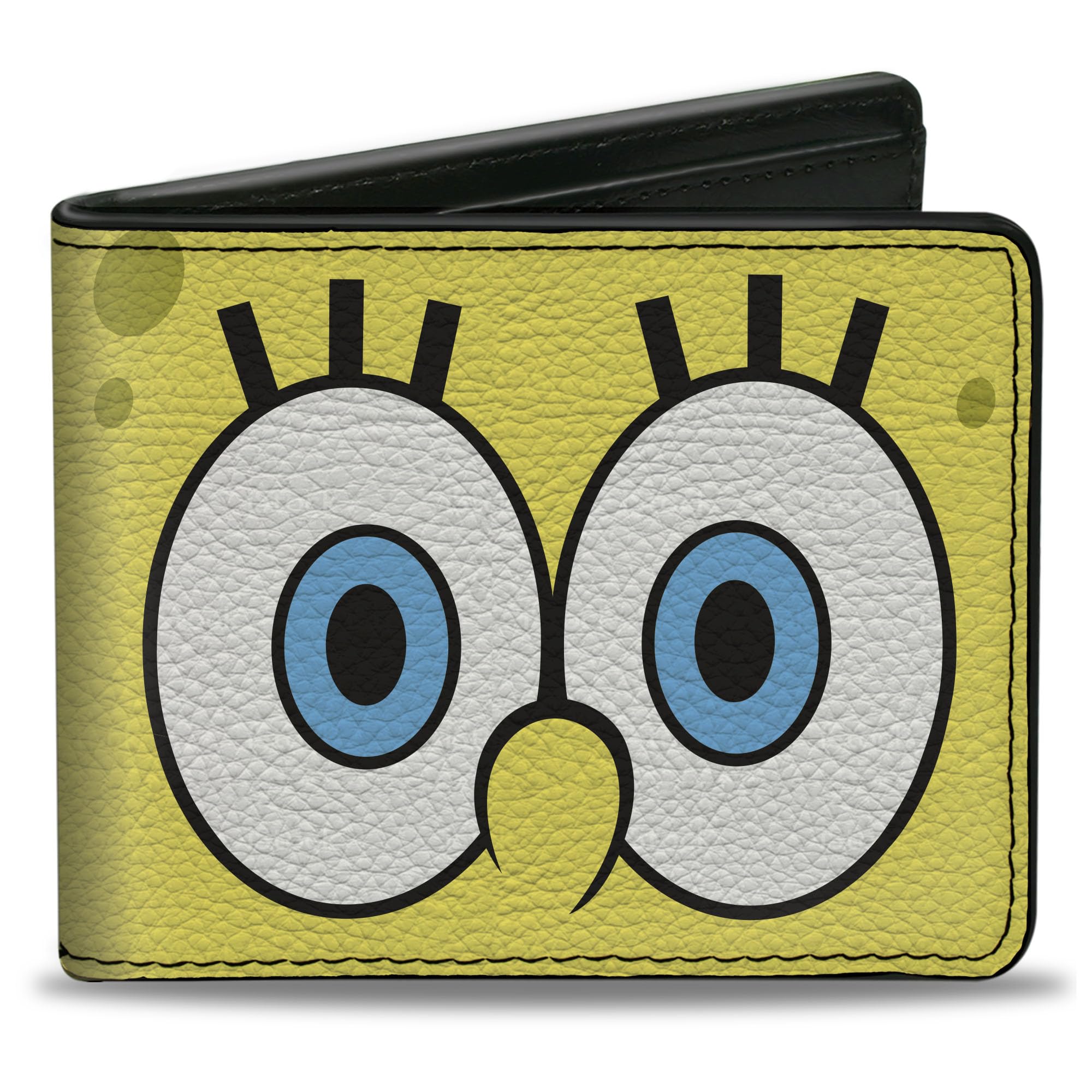 Buckle-Down Men's Nickelodeon Wallet, Bifold, Spongebob Squarepants Eyes Close Up Yellow, Vegan Leather, 4.0