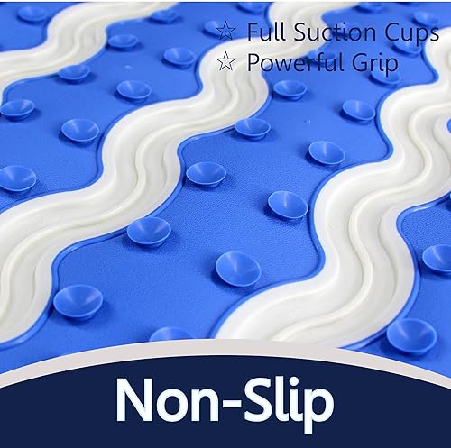 Miniatura 5 de SafeLand Tapete patentado antideslizante para baño, ducha, tina, material TPR, ecológico, sin PVC, combinación de colores, lavable a máquina,