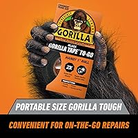 Vista 4 de Cinta Gorilla, Mini Cinta de Ducto para llevar, 1" x 10 yardas tamaño de viaje, negro, (paquete de 2)