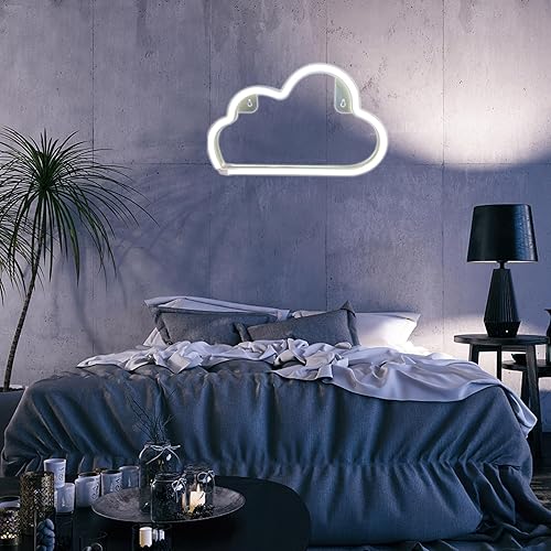 Miniatura 5 de Letrero de neón de nube, lámpara LED de nube para dormitorio, decoración de habitación alimentada por USB, decoración estética para adolescentes,