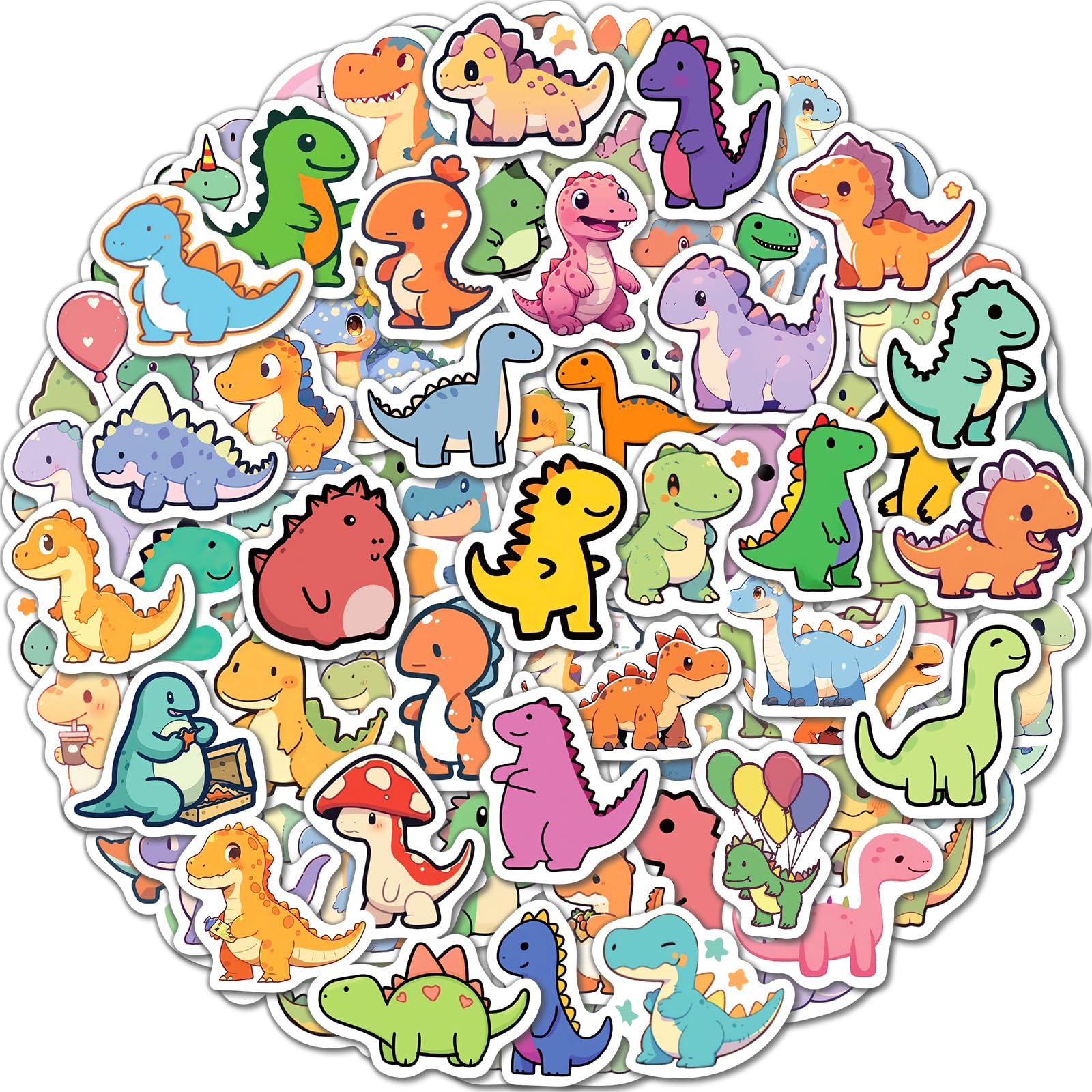Benresive 100 Pcs Cute Dinosaur Stickers for Kids, Water Bottle Stickers for Kids Waterproof, Vinyl Laptop Kids Stickers Pack, Kids Classroom Prizes for Elementary Students