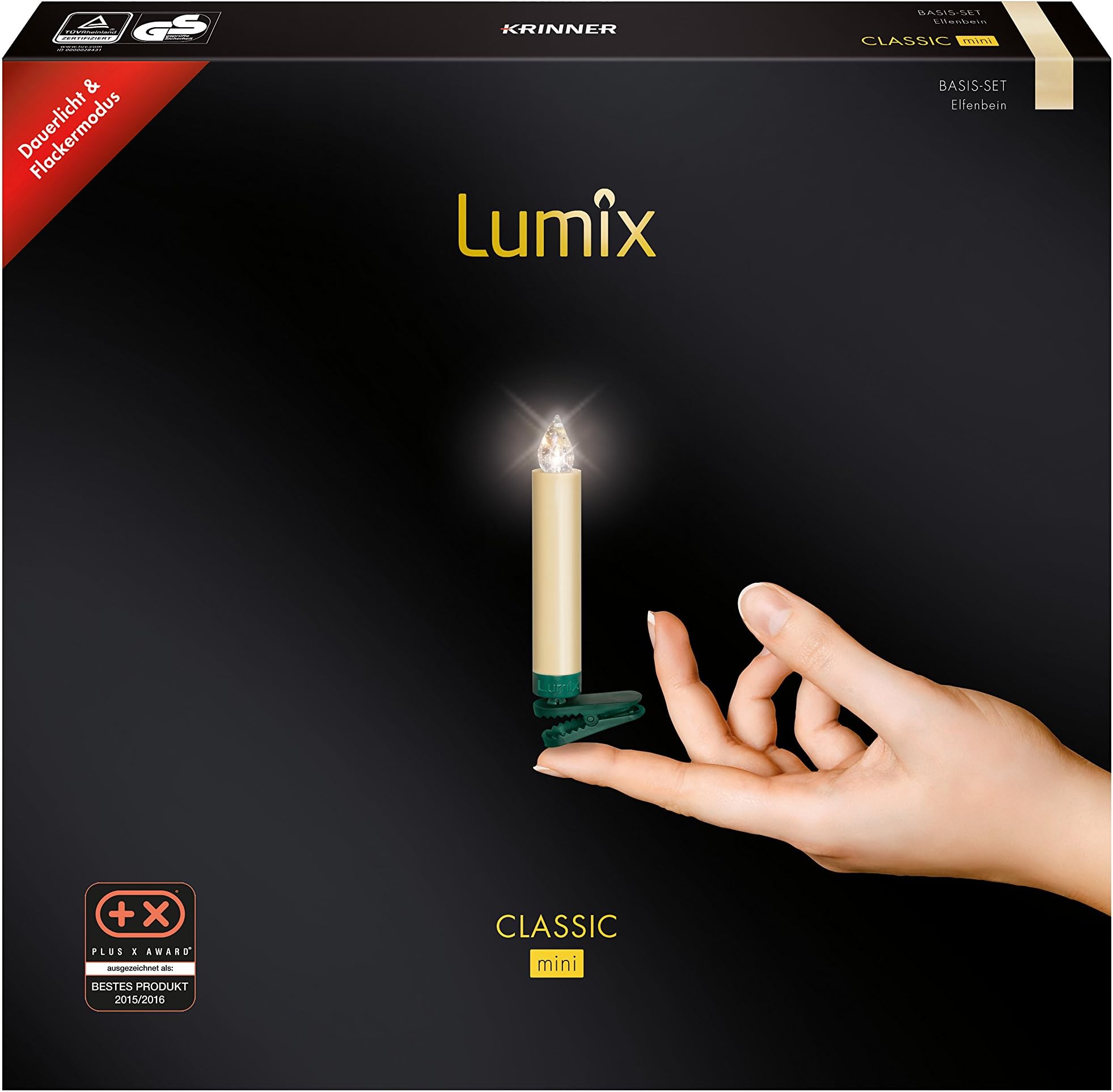 Krinner Lumix Classic Mini Basic Set 12 Wireless LED Mini Christmas Tree Candles with IR Remote Control Off-White
