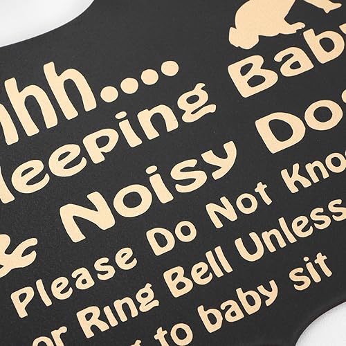 Miniatura 4 de WINOMO Shhh Sleeping Baby Door Sign Do Not Disturb - Letrero colgante de madera para habitación de bebé (negro)