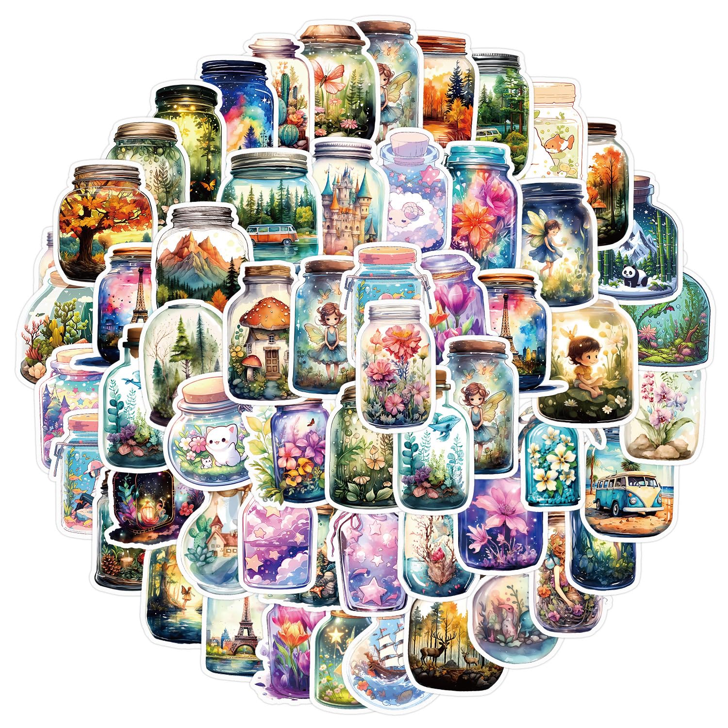 50 Pcs Aesthetic Stickers for Water Bottle, Cute Vinyl Laptops Decals, Sticker for Decor Water Bottles Bumpers Computer Luggage Journaling Guitar Helmet