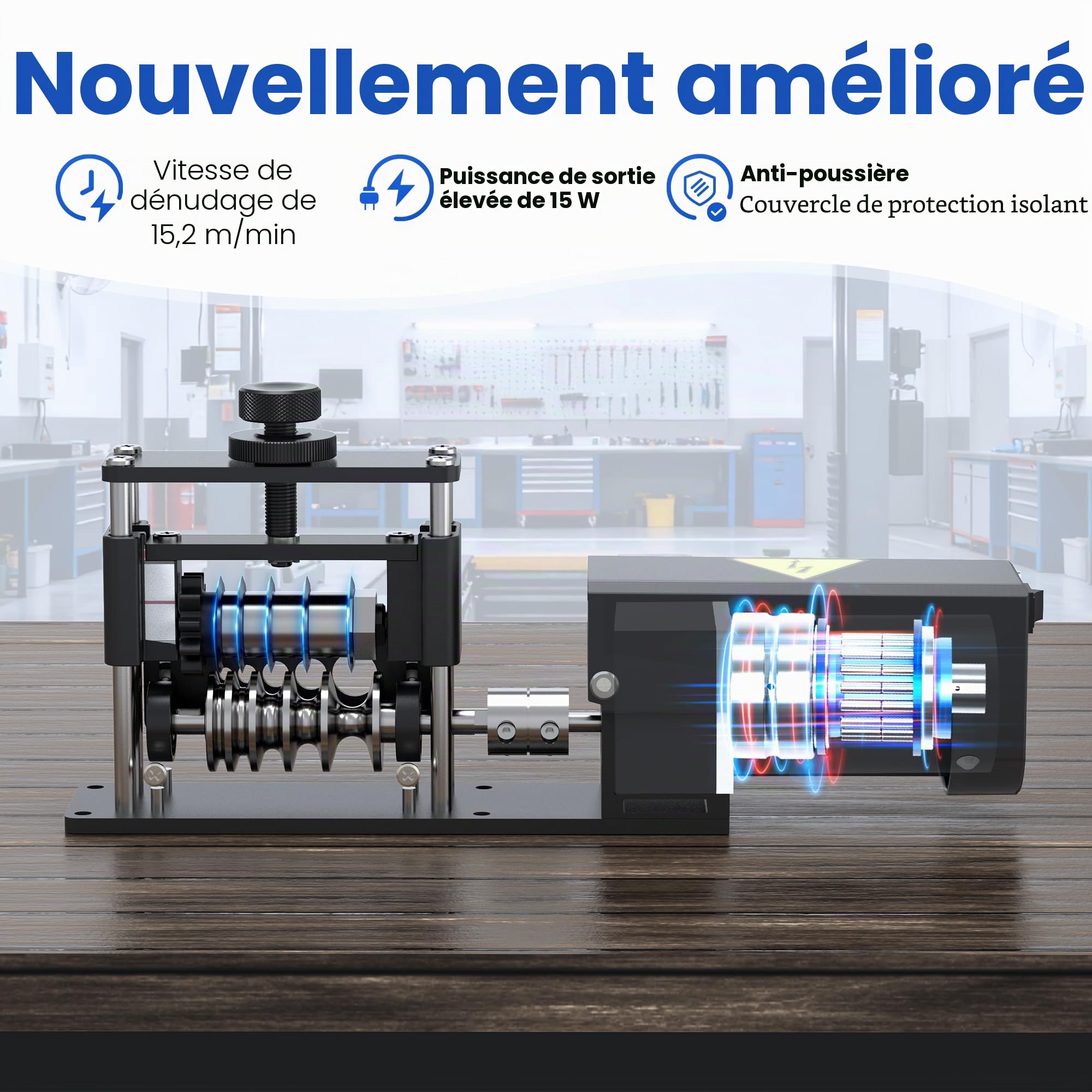 Dénudeuse de fil, Machine automatique électrique à dénuder les fils, 6 canaux, 5 lames en carbure, recyclage efficace des câbles, s'applique aux fils de cuivre, outil électroportatif pour