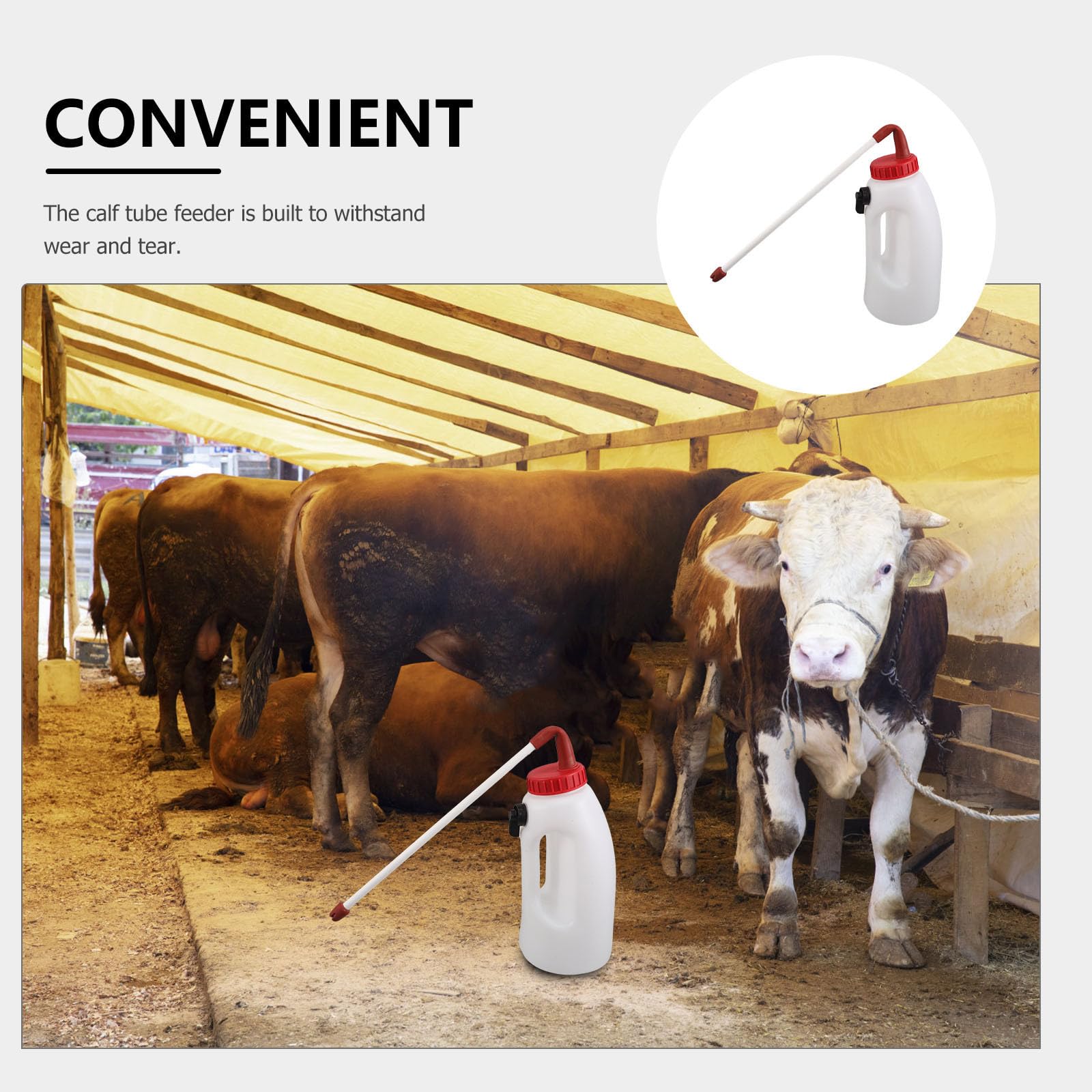 INOOMP Biberon per Vitelli e Agnelli da 4l in Plastica Bianco Tubo di Alimentazione per Fattoria, Alimentazione Accurata e Supporto Immunitario per Capre e Agnelli